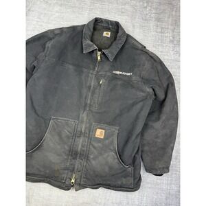 Vintage Carhartt Jacket Mens XL Black Sherpa Lined Duck Canvas Chore Coat C61